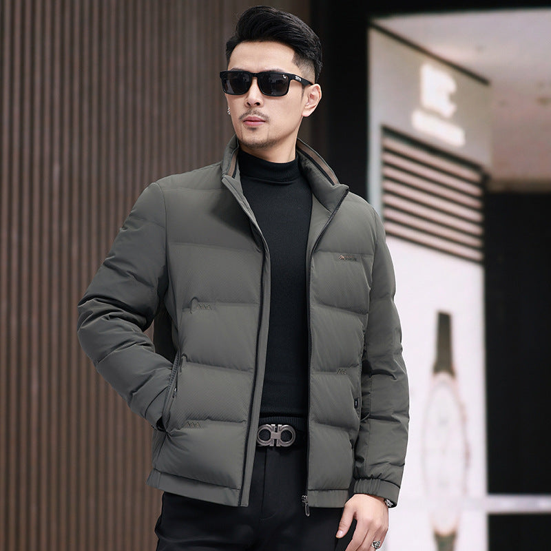 White Duck Down Business Casual Thickening Warm-keeping And Cold-proof Stand Collar Coat