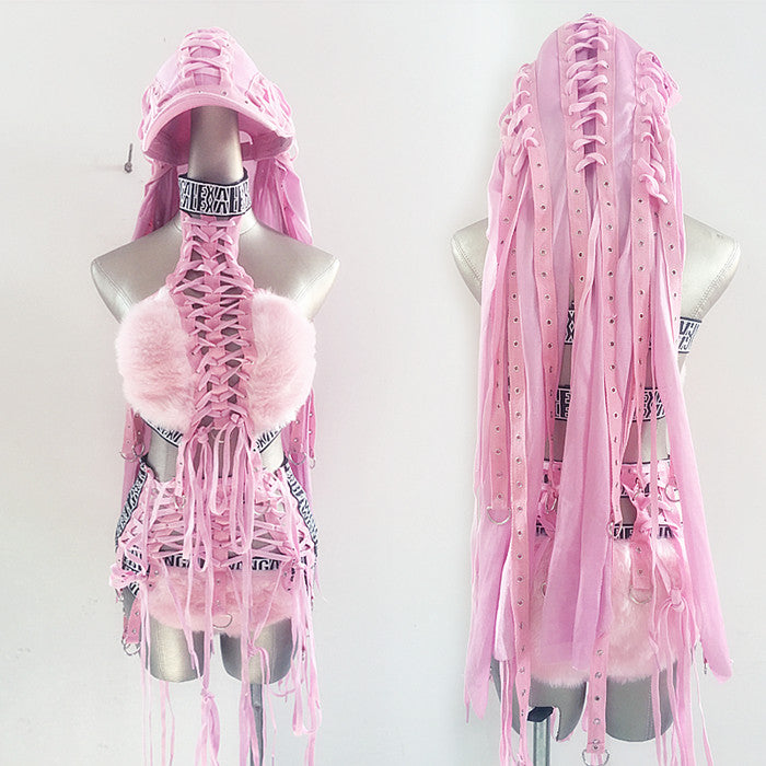 Combinaison Une Pièce Évidée avec Bretelles, pour Chanteuse