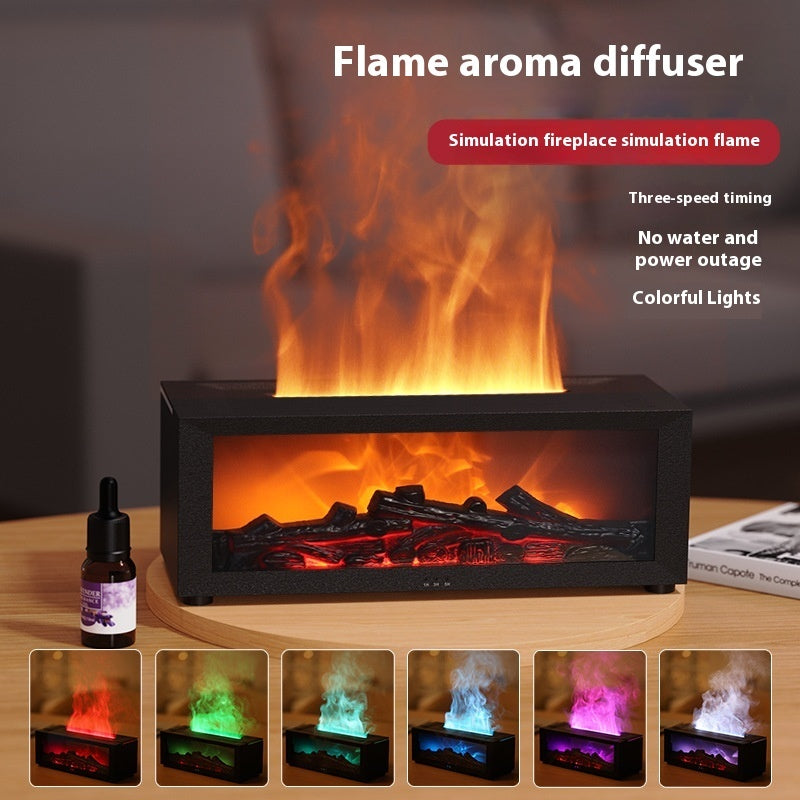 New Flame Aromatherapy Machine Colorful Essential Oil Diffuser Home Large Fog Volume Flame Humidifier 3D Flame Fireplace Machine null