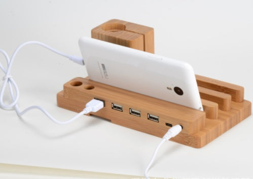 Compatible with Apple , Bamboo, wood andMobile applewatch bracket charging wooden bracket multi-function flat cell phone base null