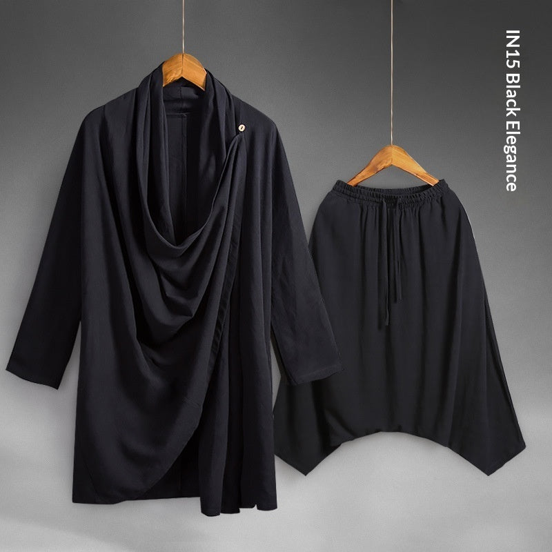 Men's Suit Retro Cotton And Linen Monk Robe