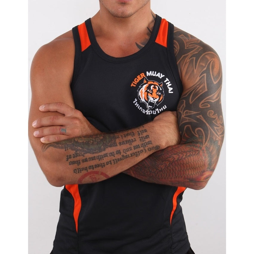 Thai Tiger Boxing Gym Black and Orange Vest null