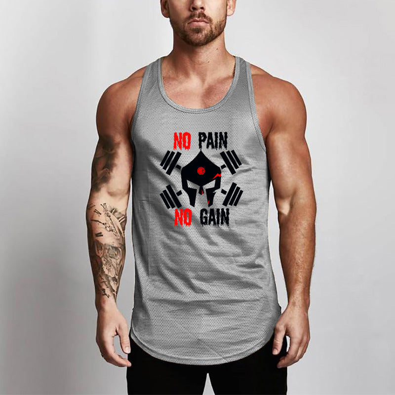 Punisher Skull GYM Mesh Breathable Fitness Vest Men's Round Lower Hem Sports Base Mesh Quick Drying Waistcoat null