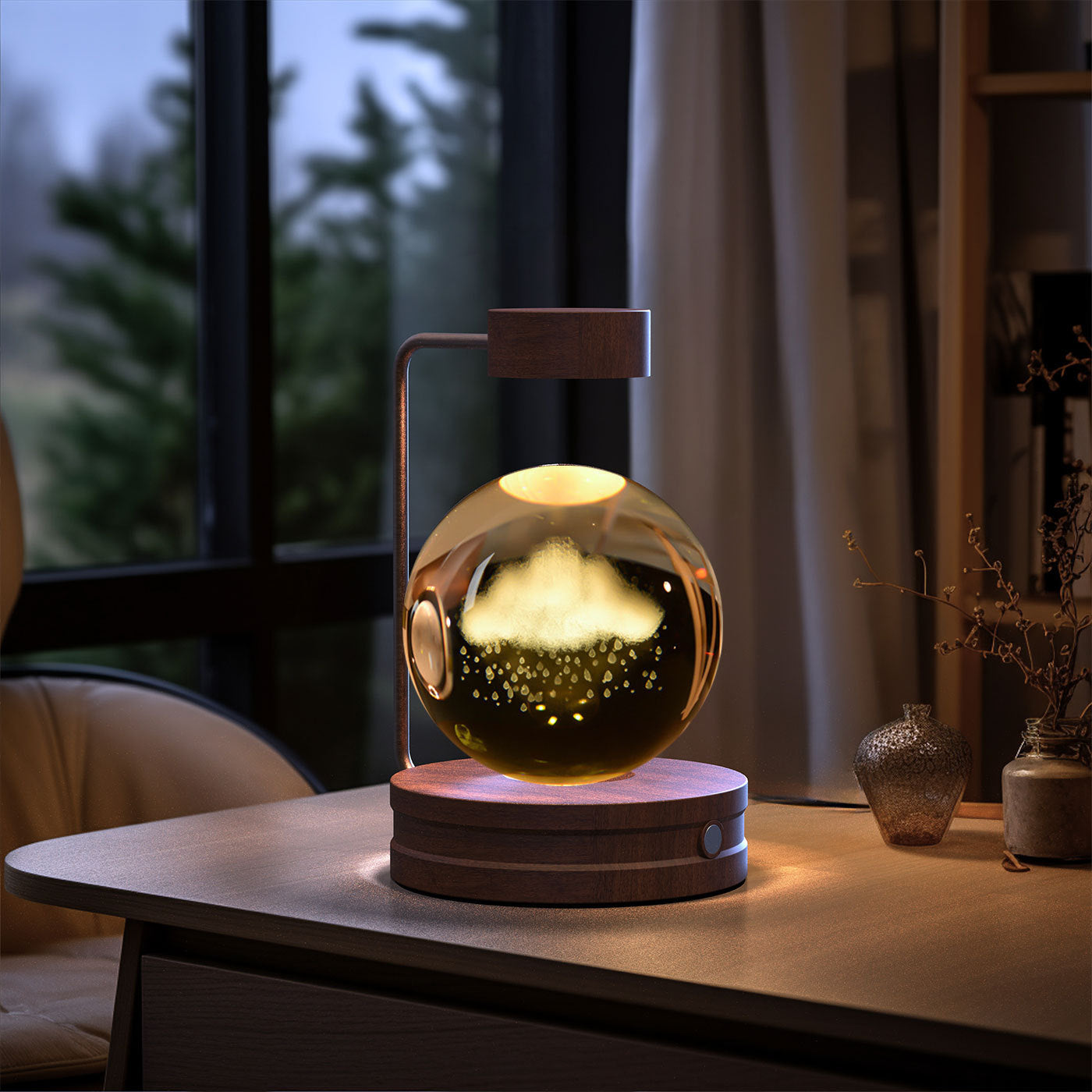 Crystal Ball Cosmic Dinosaur Indoor Night Light USB Power Warm Bedside Light Birthday Gift Night Lamp null