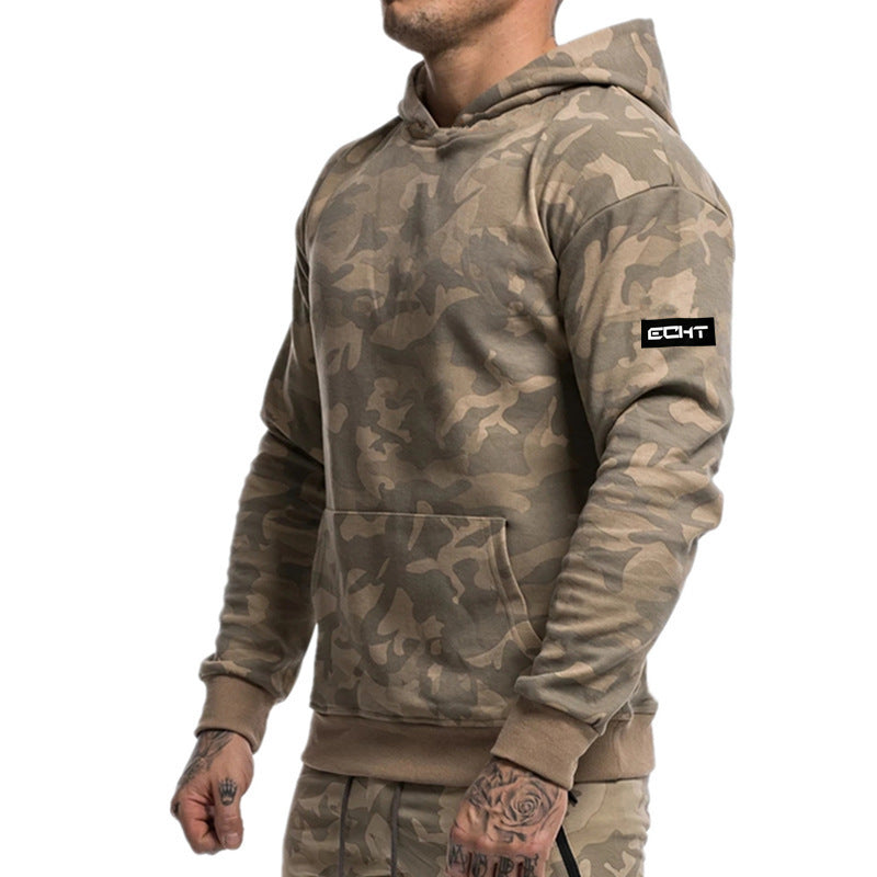 Men's Camouflage Hoodie Sportswear Gym Fitness Pullover null