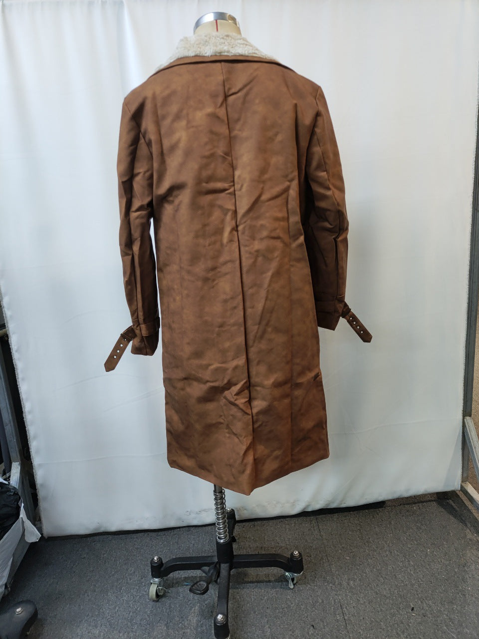Men's Retro Brown Suede Long Coat Jacket