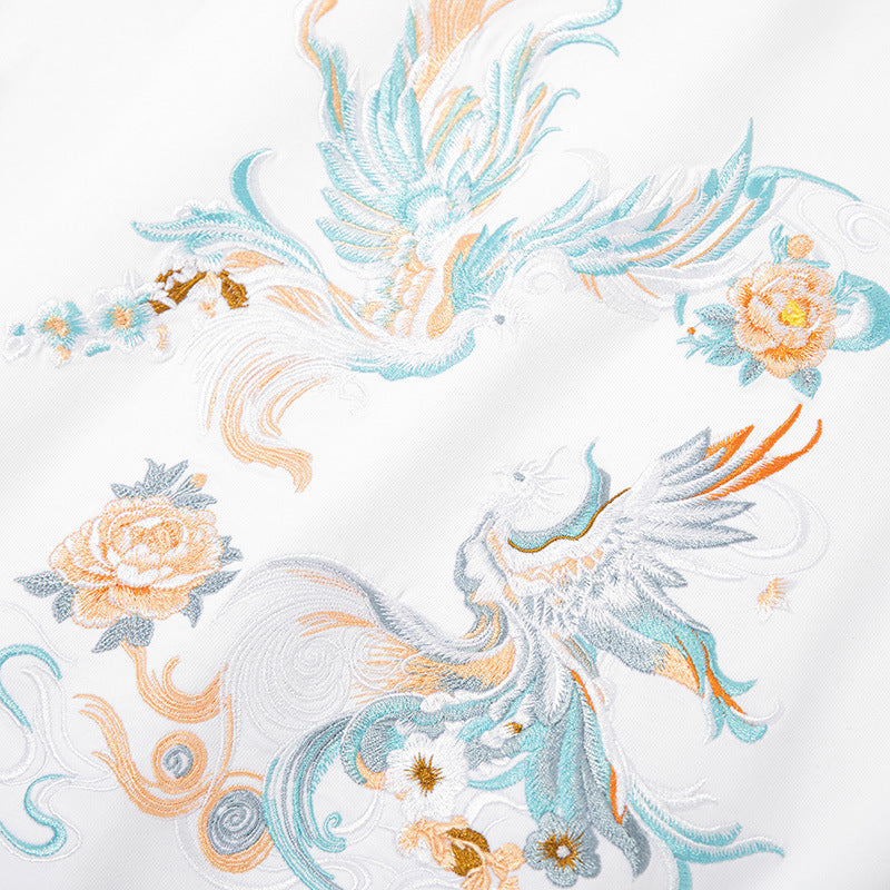 Phoenix Embroidered T-shirt Men's Cotton Half Sleeve