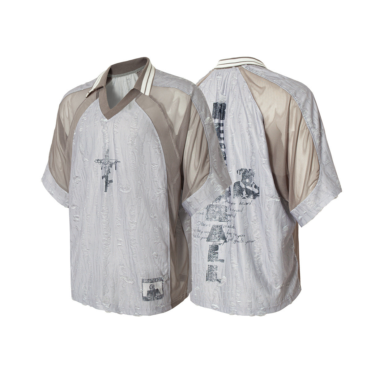 Men's Jersey Damaged Stitching Sweatshirt Lapel T-shirt