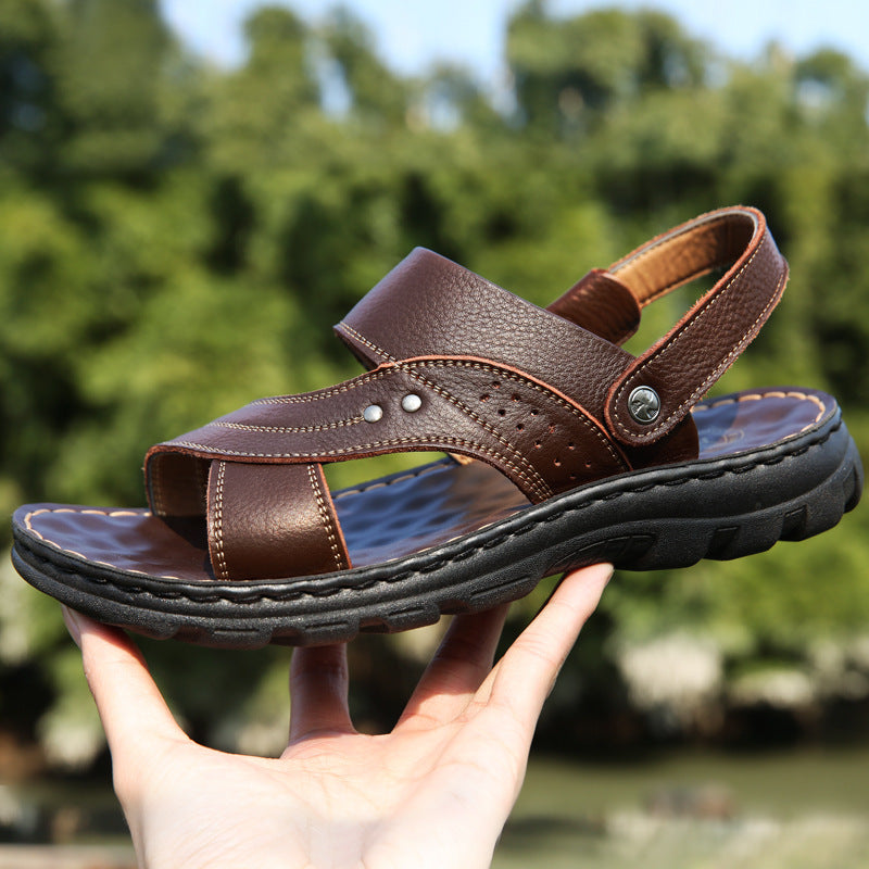 Men Sandals Summer Beach Shoes Adjustable Back Strap Design Slippers Slides null