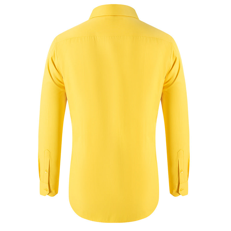 Solid Color Long Sleeve Men's Shirt Black Casual New Fashion