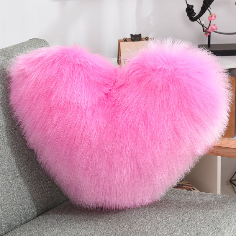 Throw Pillows Heart Shape Long Plush Fluffy Shaggy Cushion Cover Sofa Cushions Decorative Pillow Covers Pillowcase White null