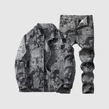 Mens Sophisticated Embossed Denim Jacket For Spring And Autumn In A Casual American Style black jacquard jacket and pants set