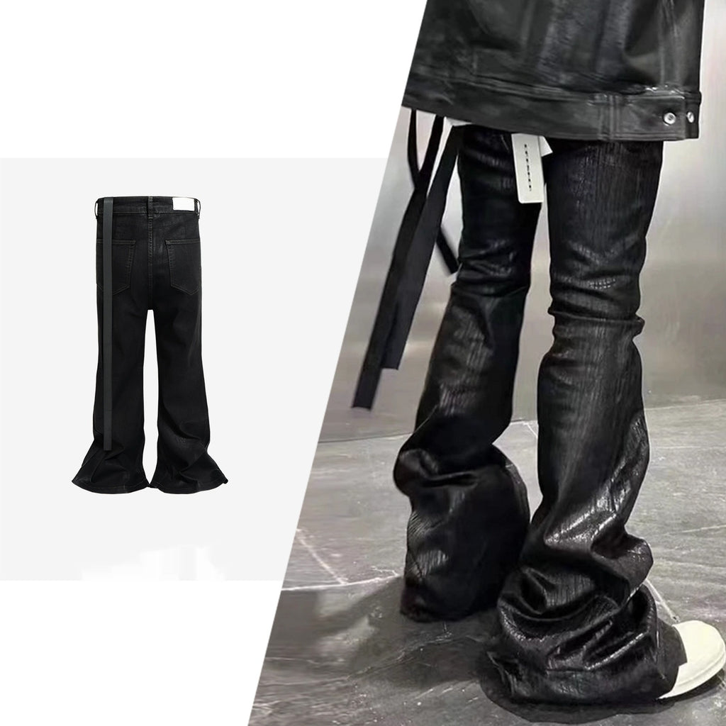 Men's And Women's Same Back Ribbon Drawstring Flared Jeans