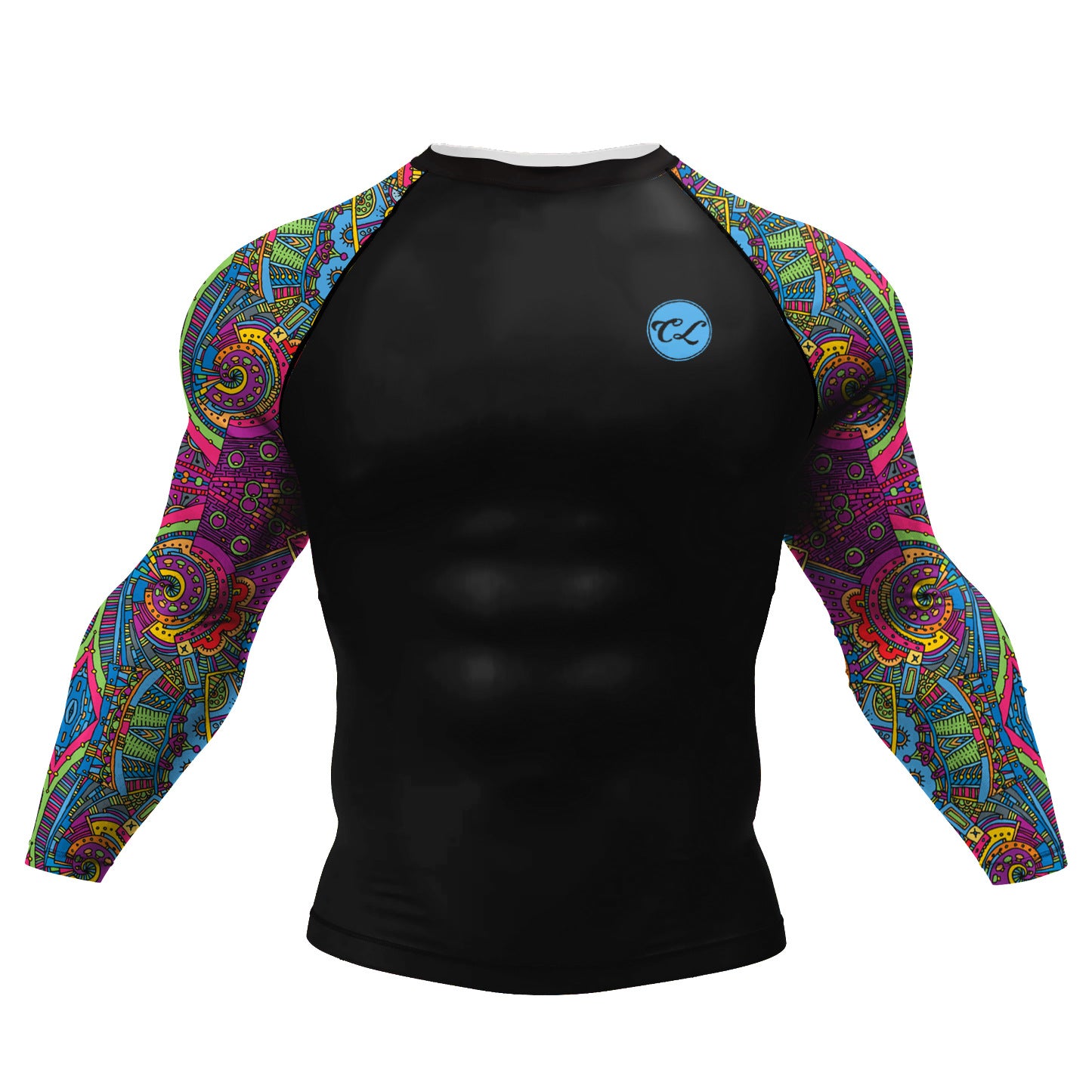 Printed Long Sleeve Breathable Sports Fitness Bottoming Shirt Men