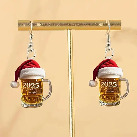 2025 Christmas Beer Steins Acrylic Earrings null