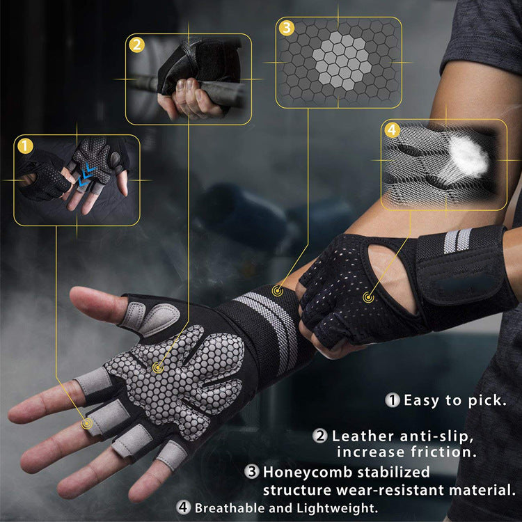 Men's And Women's Sports Fitness Gloves Men's And Women's Half-finger null