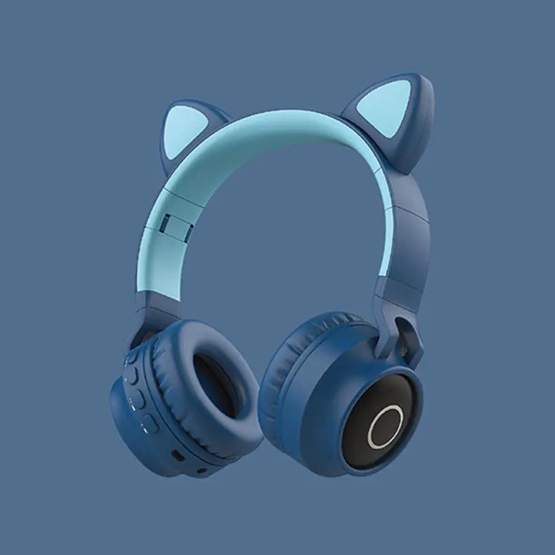 LED Light Cat Ear Headphones Wireless Bluetooth 5.0 Headset Portable Foldable Kids Headphone With Microphone Best Gift null