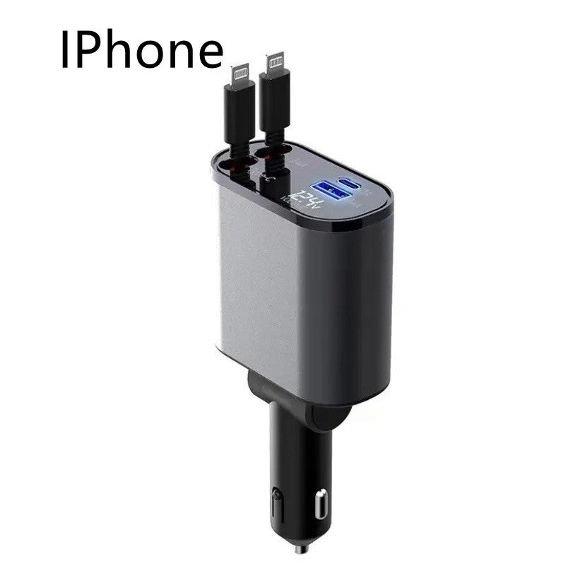 Metal Car Charger 100W Super Fast Charging Car Cigarette Lighter USB And TYPE-C Adapter null