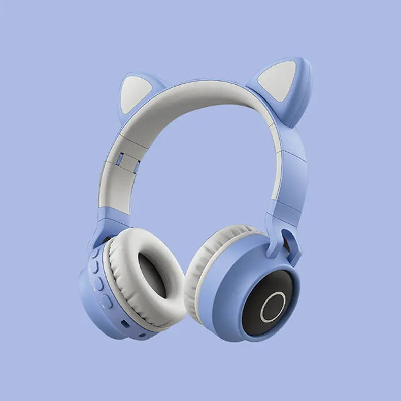 LED Light Cat Ear Headphones Wireless Bluetooth 5.0 Headset Portable Foldable Kids Headphone With Microphone Best Gift null