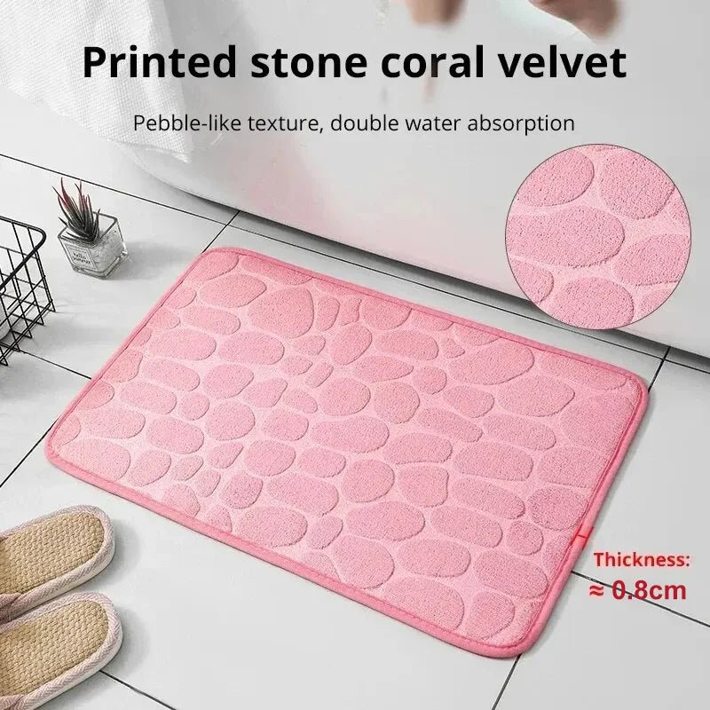 1pc embossed fiber carpet, bathroom living room anti slip mat, pebble floor mat, household items pink 1pc embossed fiber carpet, bathroom living room anti slip mat, pebble floor mat, household items - shop_name