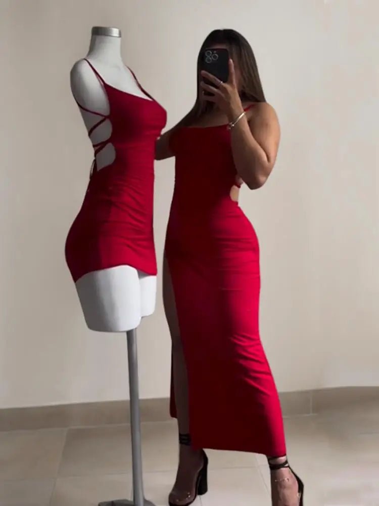 2024 explosive new dress summer high sensibility halter strap Spice Girl bag hip dress red 2024 explosive new dress summer high sensibility halter strap Spice Girl bag hip dress - shop_name