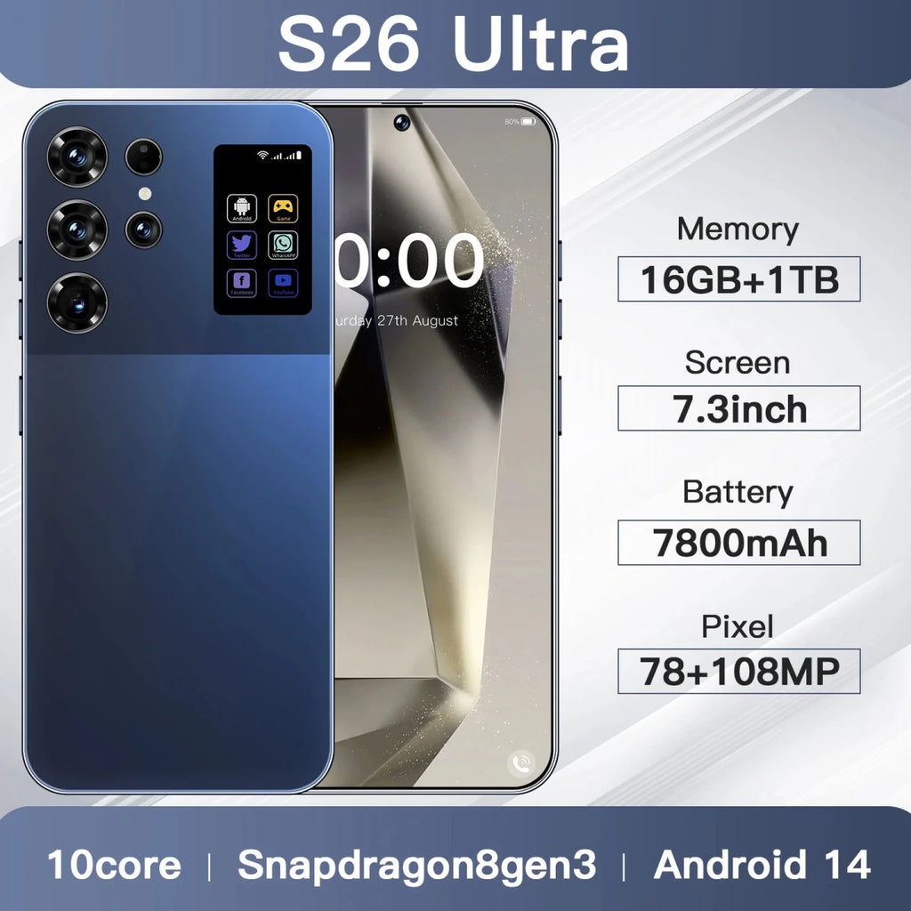 2025 Best Selling S26 Ultra 5G Smartphone High Configuration 16+1TB Unlocked 2K LTE 108MP Wholesale Smart Mobile Phones Orange 2025 Best Selling S26 Ultra 5G Smartphone High Configuration 16+1TB Unlocked 2K LTE 108MP Wholesale Smart Mobile Phones - shop_name
