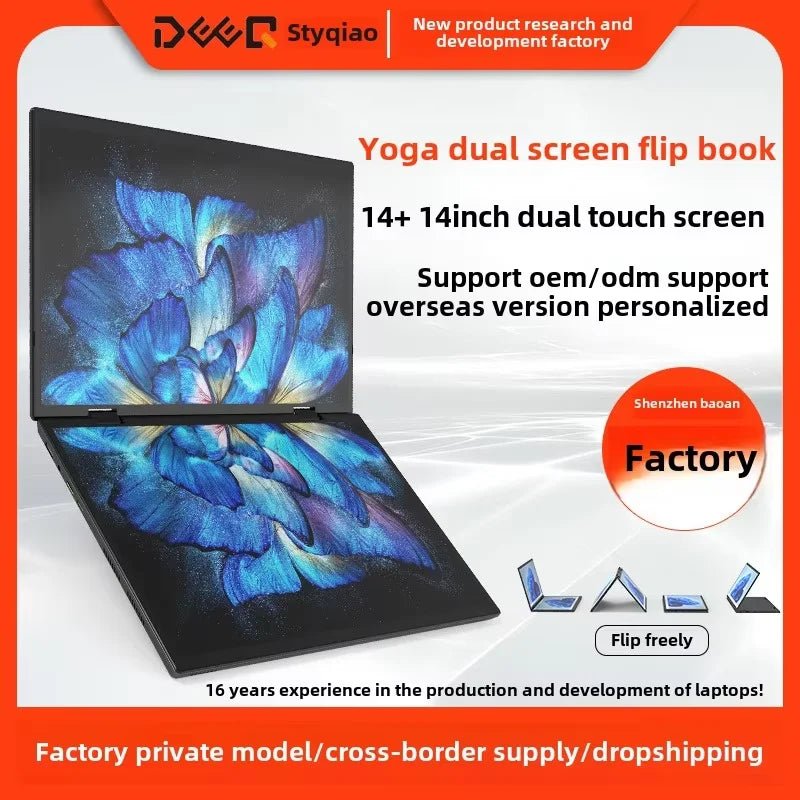2025 Hot Selling Brand New TouchYoga Professional Portable Gaming Laptop 2 - in - 1 14+14 Dual Touch Screens Intel Metal English Hl140d dark iron gray (national standard) 2025 Hot Selling Brand New TouchYoga Professional Portable Gaming Laptop 2 - in - 1 14+14 Dual Touch Screens Intel Metal English - shop_name