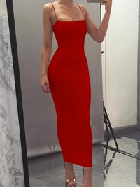 2025 New Spring Summer Women's High Elastic Sleeveless Backless Dress Long Sling Dresses Club Sexy Suspender Dress red 2025 New Spring Summer Women's High Elastic Sleeveless Backless Dress Long Sling Dresses Club Sexy Suspender Dress - shop_name
