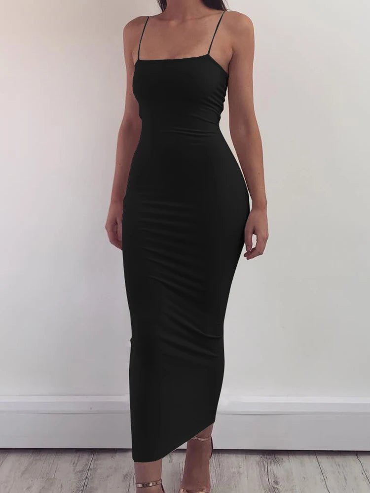 2025 New Spring Summer Women's High Elastic Sleeveless Backless Dress Long Sling Dresses Club Sexy Suspender Dress red 2025 New Spring Summer Women's High Elastic Sleeveless Backless Dress Long Sling Dresses Club Sexy Suspender Dress - shop_name