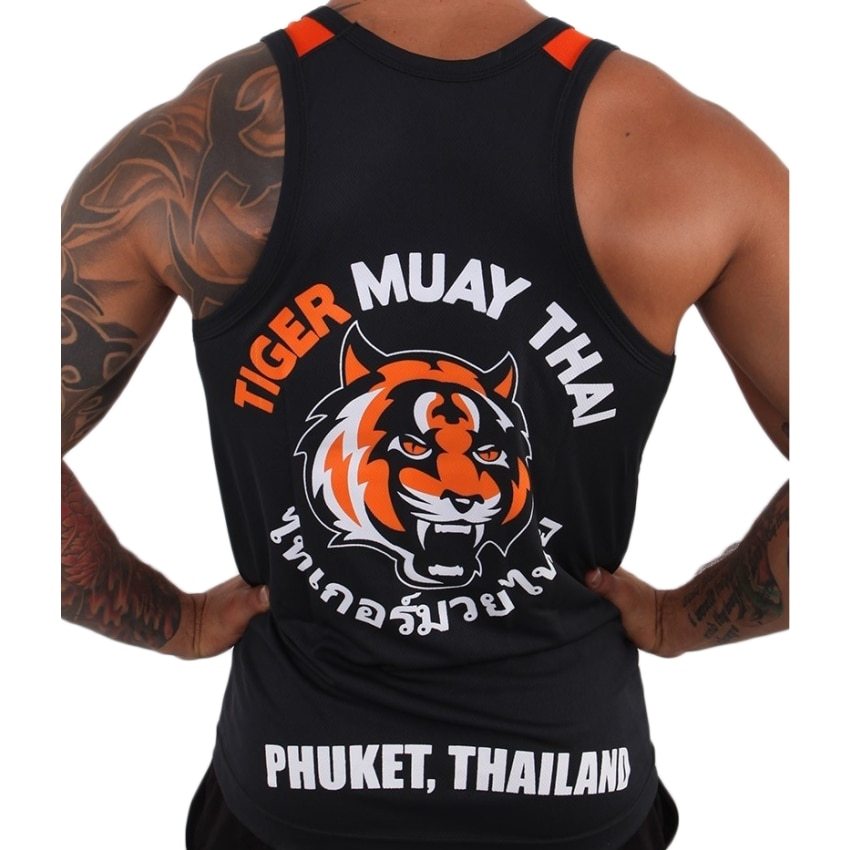 Thai Tiger Boxing Gym Black and Orange Vest null