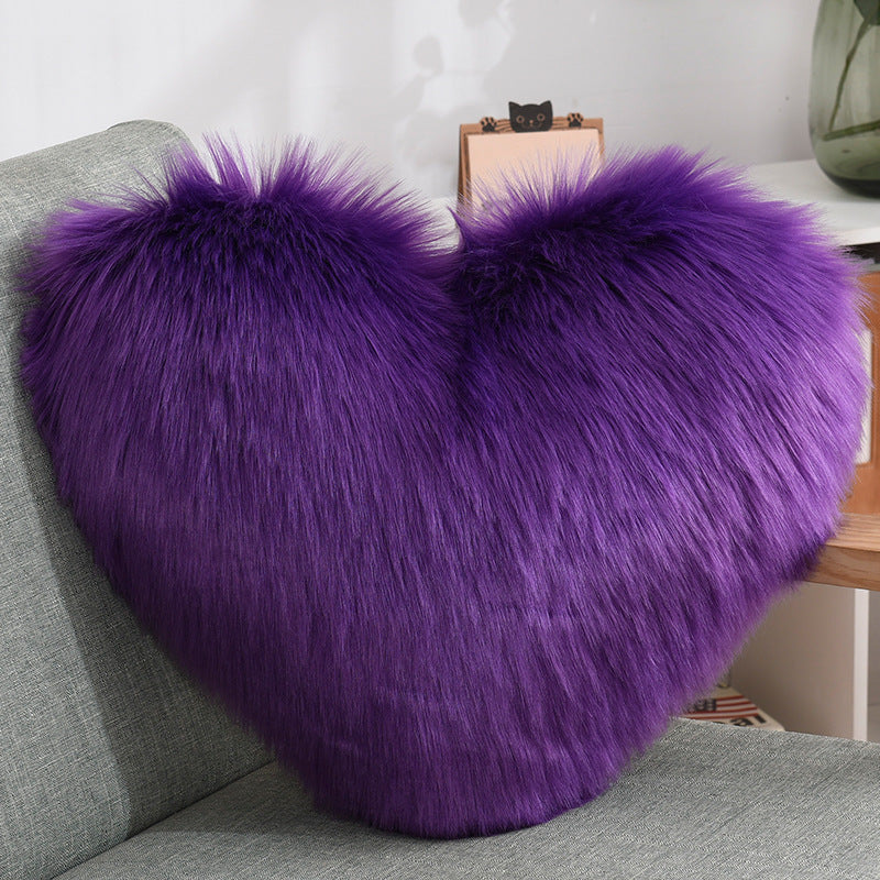 Throw Pillows Heart Shape Long Plush Fluffy Shaggy Cushion Cover Sofa Cushions Decorative Pillow Covers Pillowcase White null