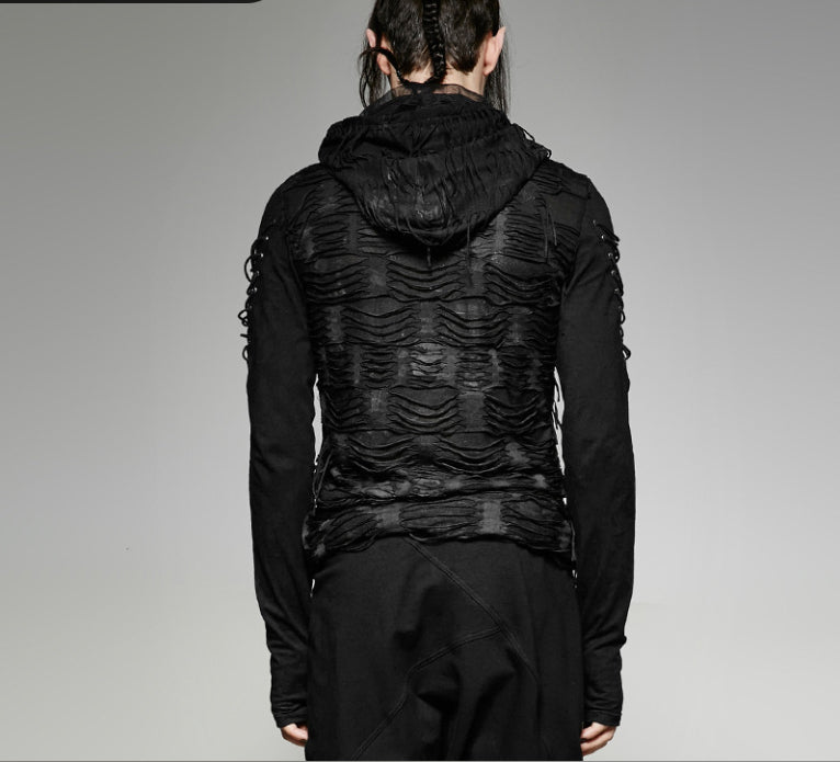 Seasonal New Slim Fit Top Dark Hooded Base Shirt For Men