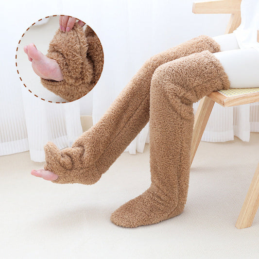 Over Knee High Fuzzy Long Socks Winter Warm Cold Leg Knee Joint Cold-proof Stockings Home Floor Sleeping Socks null