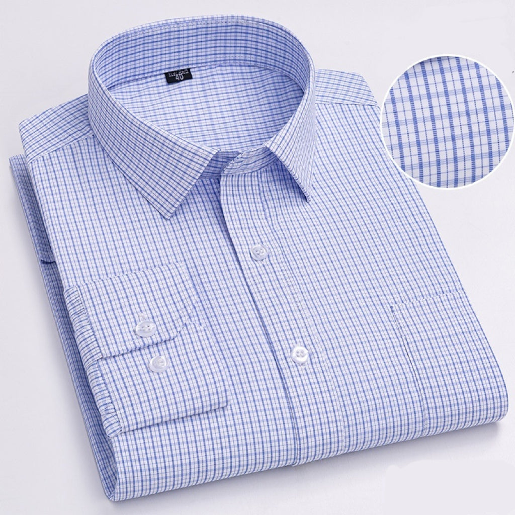 Men's Plaid Long-Sleeve Lightweight Casual Shirt For Middle-Aged And Elderly Men