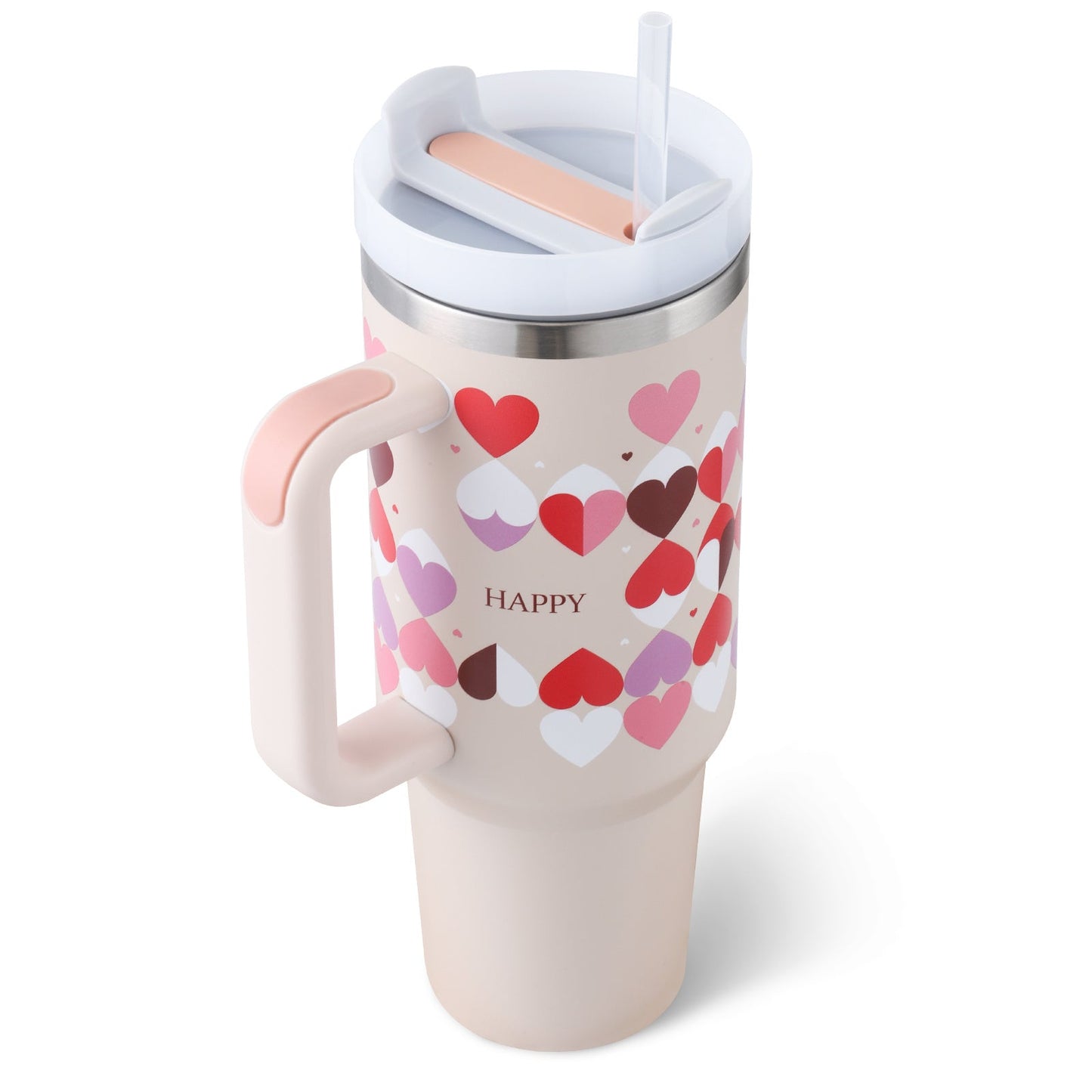 40 Oz Tumbler With Handle Straw Insulated, Stainless Steel Spill Proof Vacuum Coffee Cup Tumbler With Lid Tapered Mug Gifts For Valentine Lover Suitable For Car Gym Office Travel null