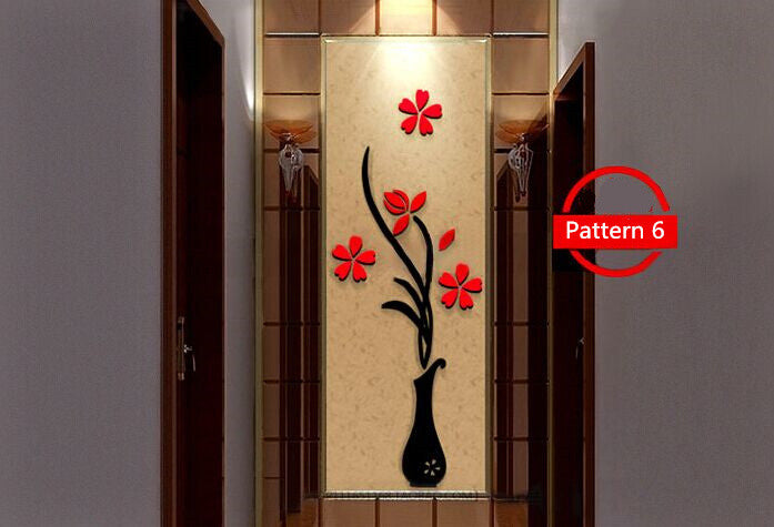 Creative vase acrylic 3D wall sticker null