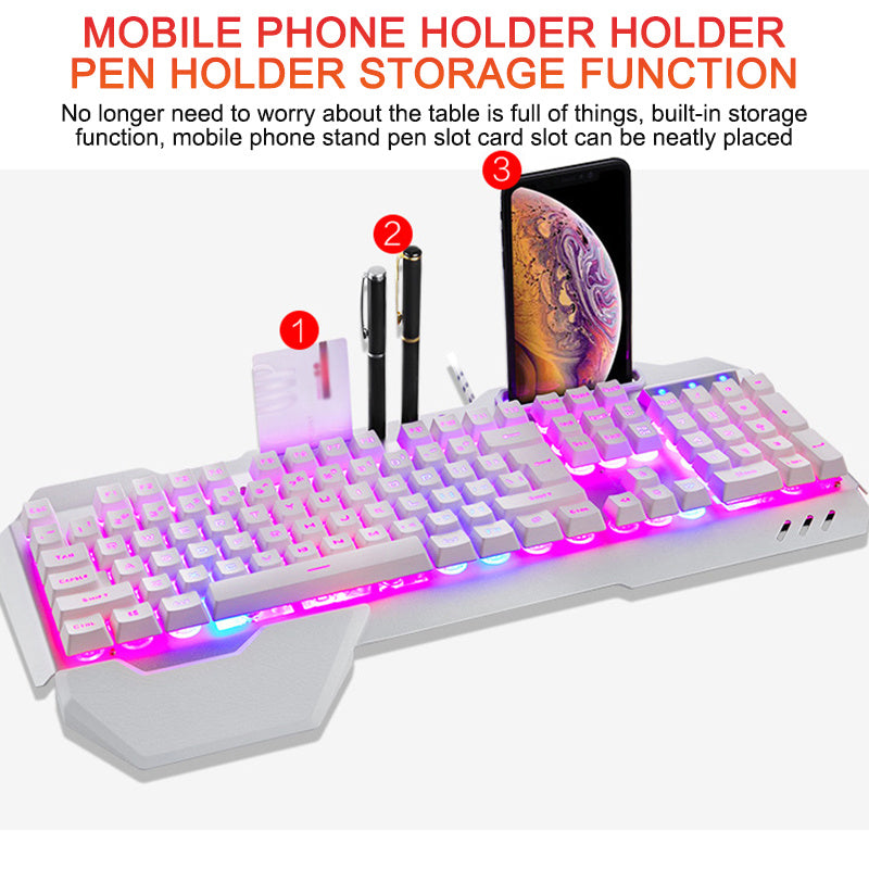 ErgonomicWired Gaming Keyboard with RGB Backlight Phone Holder null