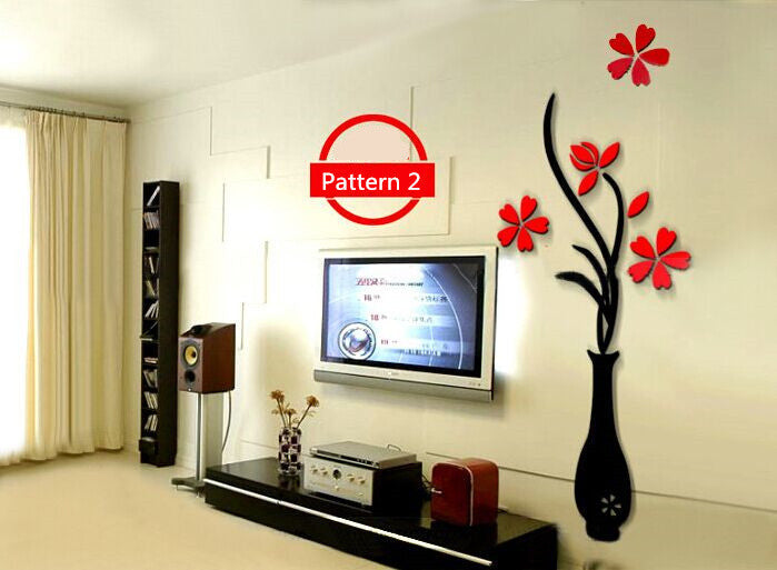 Creative vase acrylic 3D wall sticker null