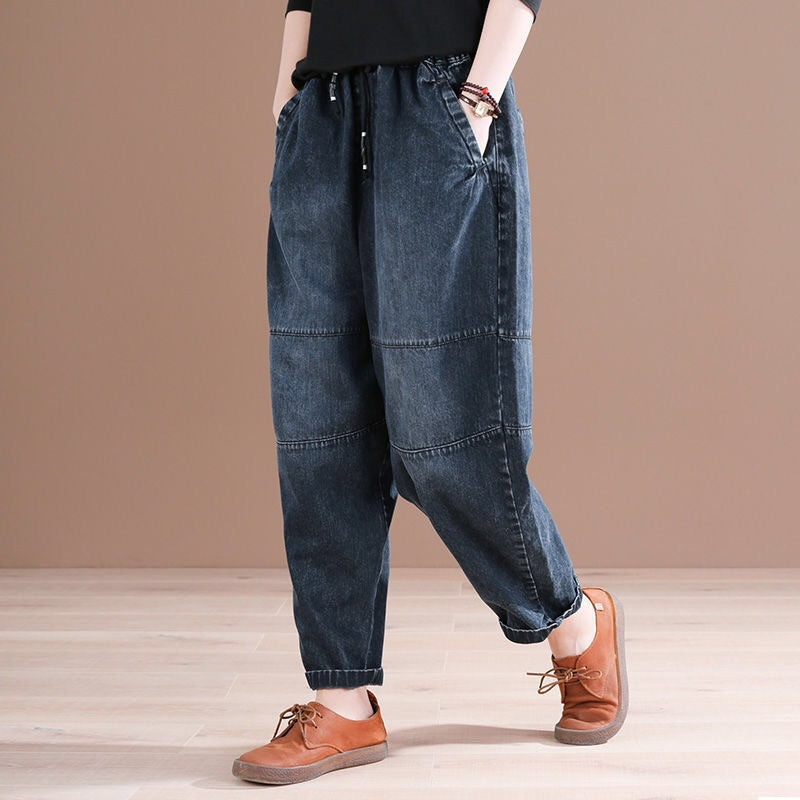 Retro Oversized Fat Hiding Artistic Distressed Loose Slimming Jeans null