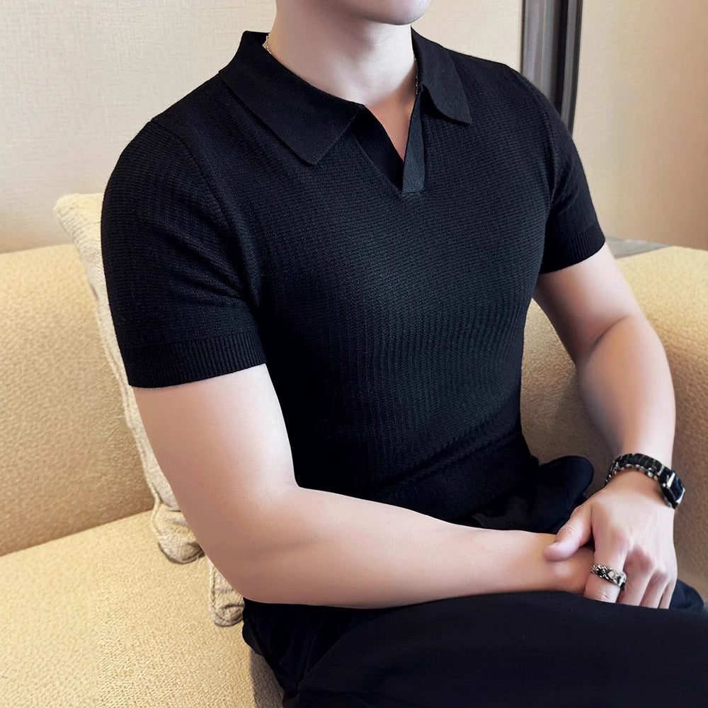 Fashion Summer Thin Knitted Polo Shirt For Men