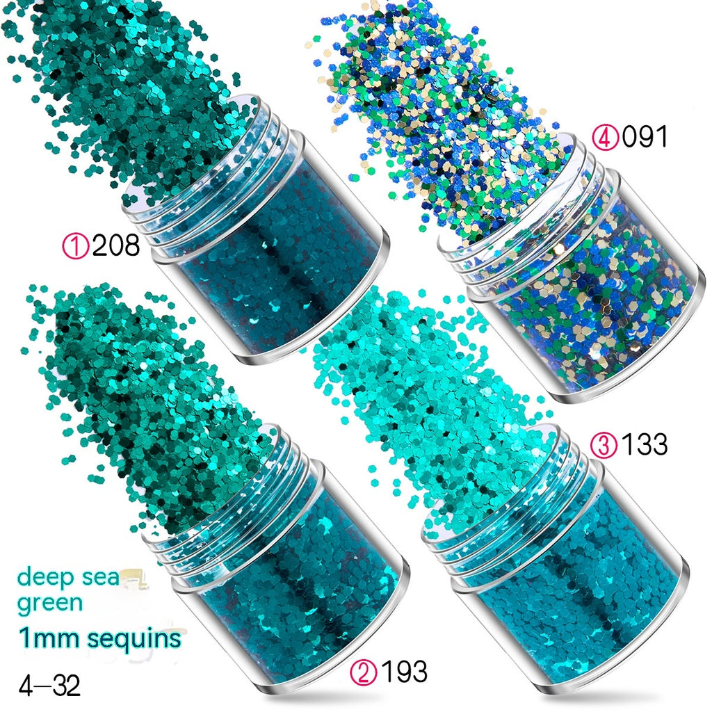 Green Manicure Set 12 Colors Mixed Nail Sequins Glitter Powder Gradient Laser Powder