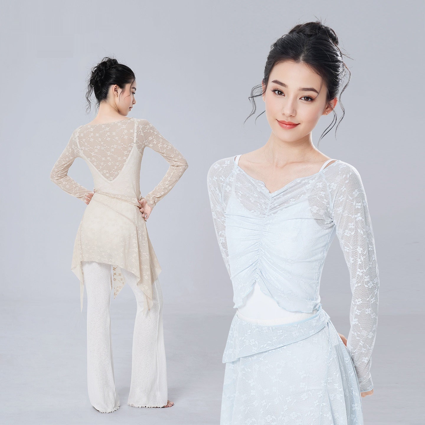 Ballet Long-sleeve Off-shoulder Outerwear Practice Suit Bodywear Set