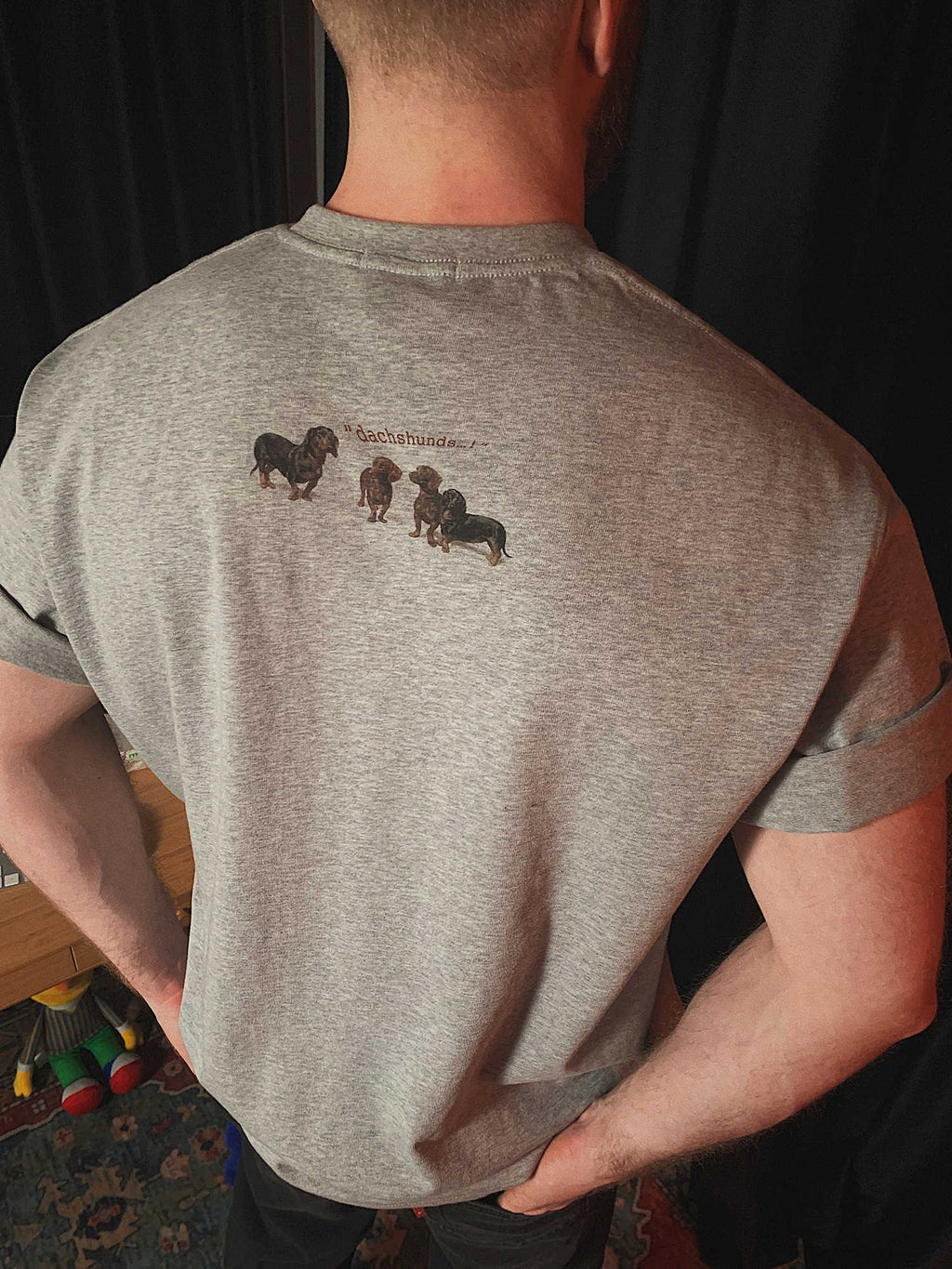 Sausage Dog Dogs Retro American Heavy Short-sleeved T-shirt