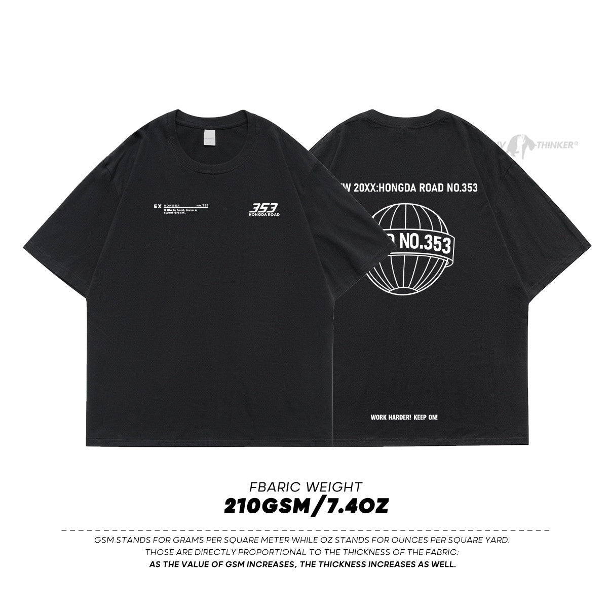 Letter Print Men's Loose-fitting Casual Short-sleeve