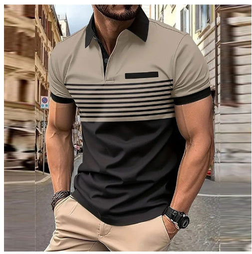 Casual Striped Shirt With Chest Pocket Men Clothing null