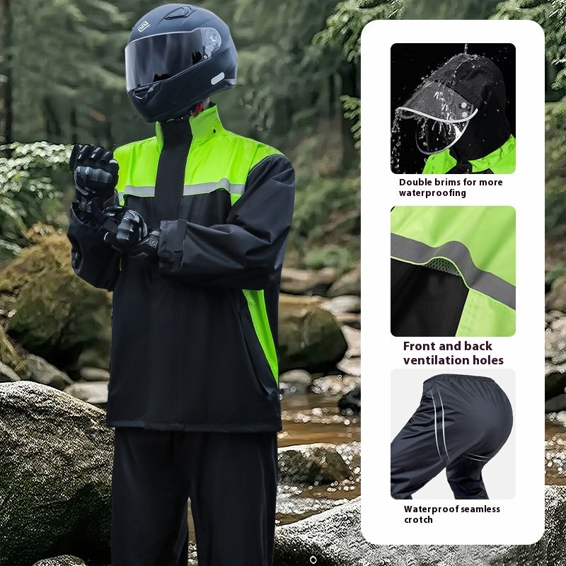 Men's Minimalist Color Blocked Split Motorcycle Raincoat
