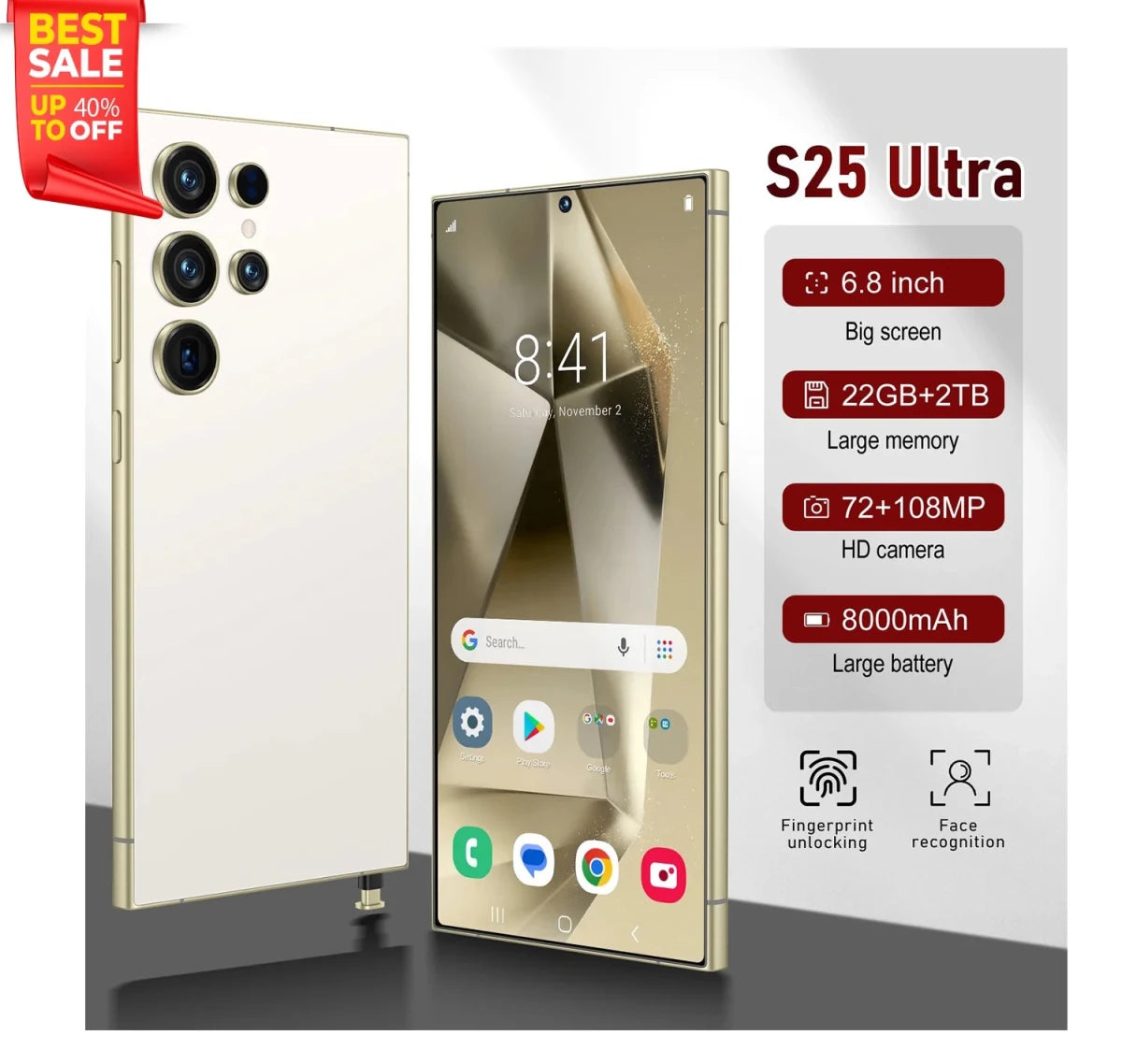 22G+2TB Wholesale 2025NEW S25 Ultra 5G Smartphone Dual - SIM High - configuration System Built - in Pen Full Screen Android 15 Phone White 22G+2TB Wholesale 2025NEW S25 Ultra 5G Smartphone Dual - SIM High - configuration System Built - in Pen Full Screen Android 15 Phone - shop_name