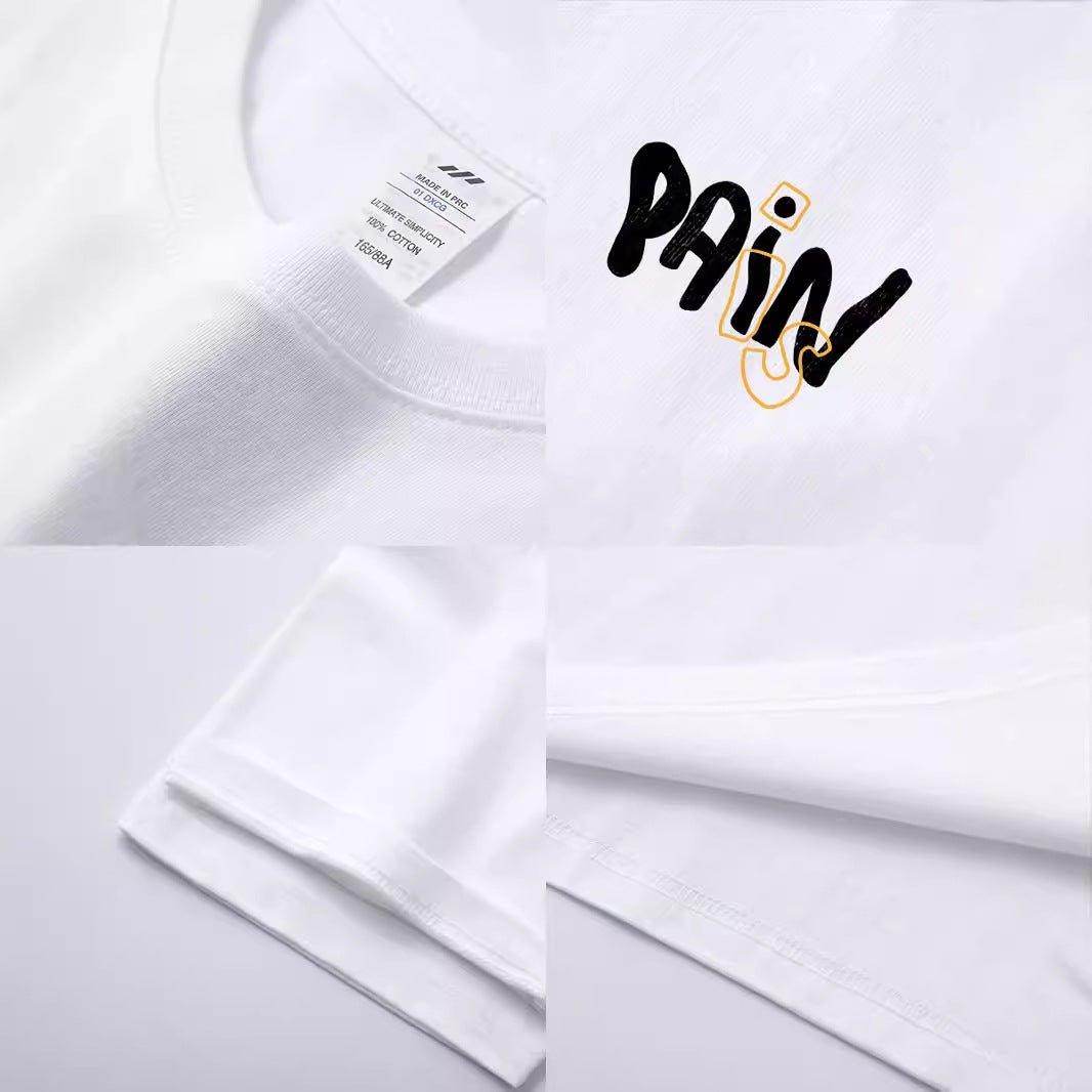 230g Cotton Loose Letter Back Printed Short Sleeve White 230g Cotton Loose Letter Back Printed Short Sleeve - shop_name