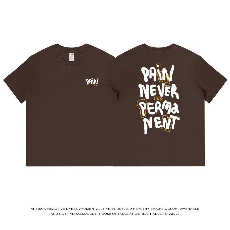 230g Cotton Loose Letter Back Printed Short Sleeve Coffee 230g Cotton Loose Letter Back Printed Short Sleeve - shop_name