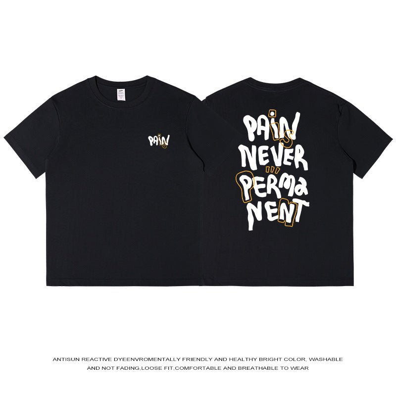 230g Cotton Loose Letter Back Printed Short Sleeve Black 230g Cotton Loose Letter Back Printed Short Sleeve - shop_name